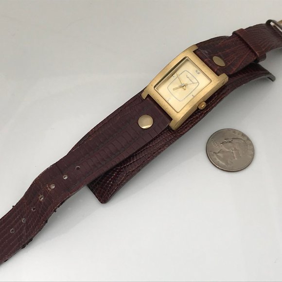 Vestal Women Watch Brown Leather Wide Band Gold To - Picture 7 of 11